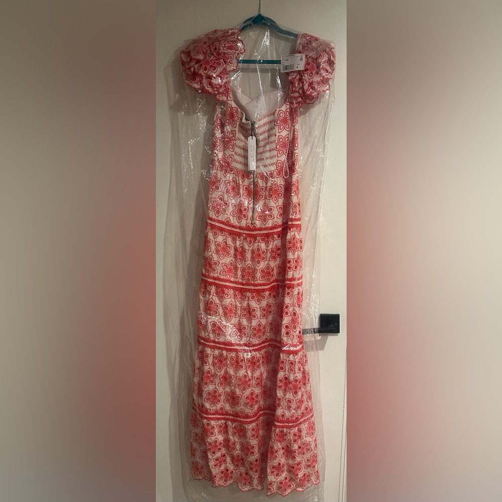 🔖 NWT $795 Alice + Olivia Tawney Eyelet Tiered Maxi Dress - Picture 11 of 12